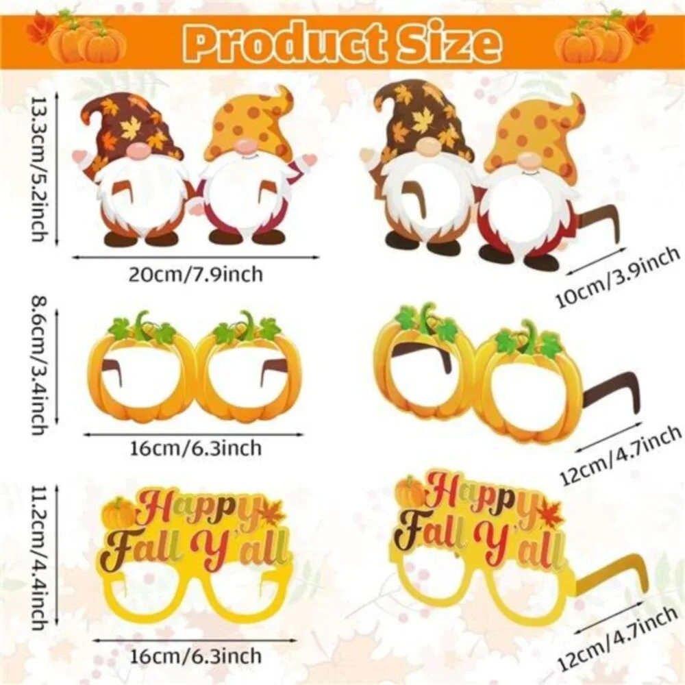 32 Pcs‎ Fall Party Decoration Paper Eyeglasses Autumn Photo Thanksgiving Costume